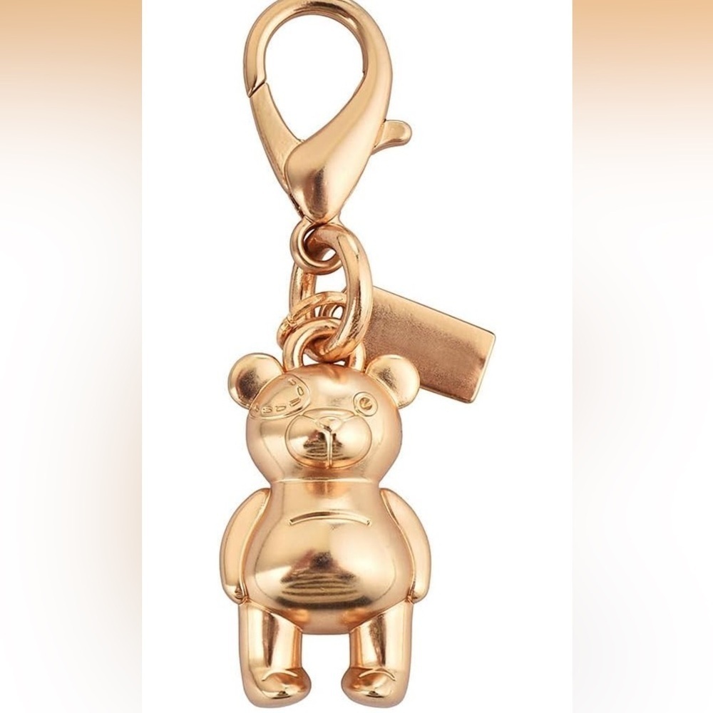 Gold Bear Keychain Charm purse charm bag charm clips on